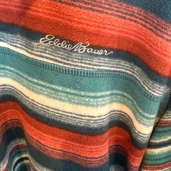 Eddie Bauer Mens TXL Multicolor Striped Fleece Pullover Jacket Shirt Polyester - Picture 5 of 5